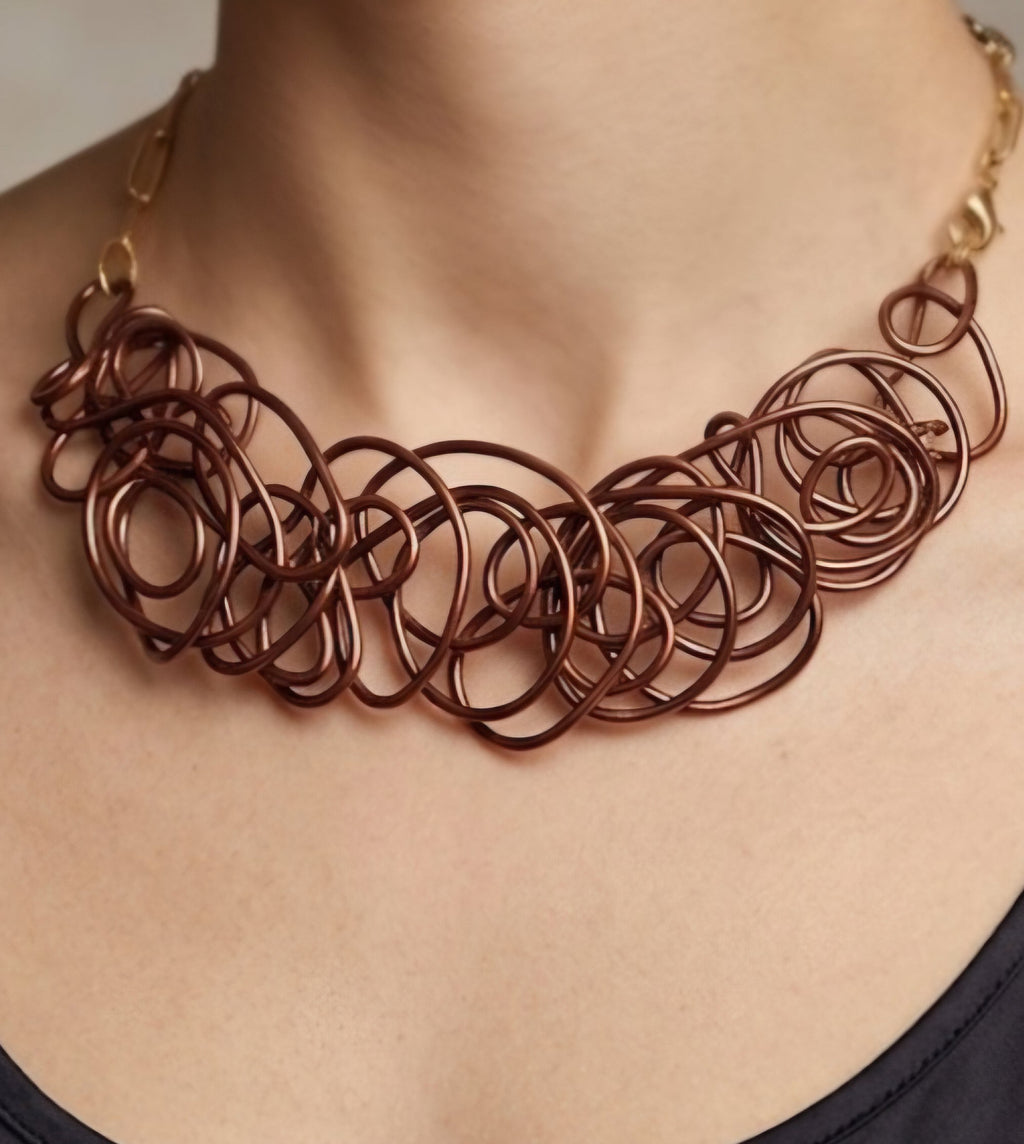 Brown/Bronze Abstract Twisted Wire Choker