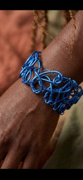 Blue (Cobalt) Abstract Twisted Aluminum Wire Bracelet