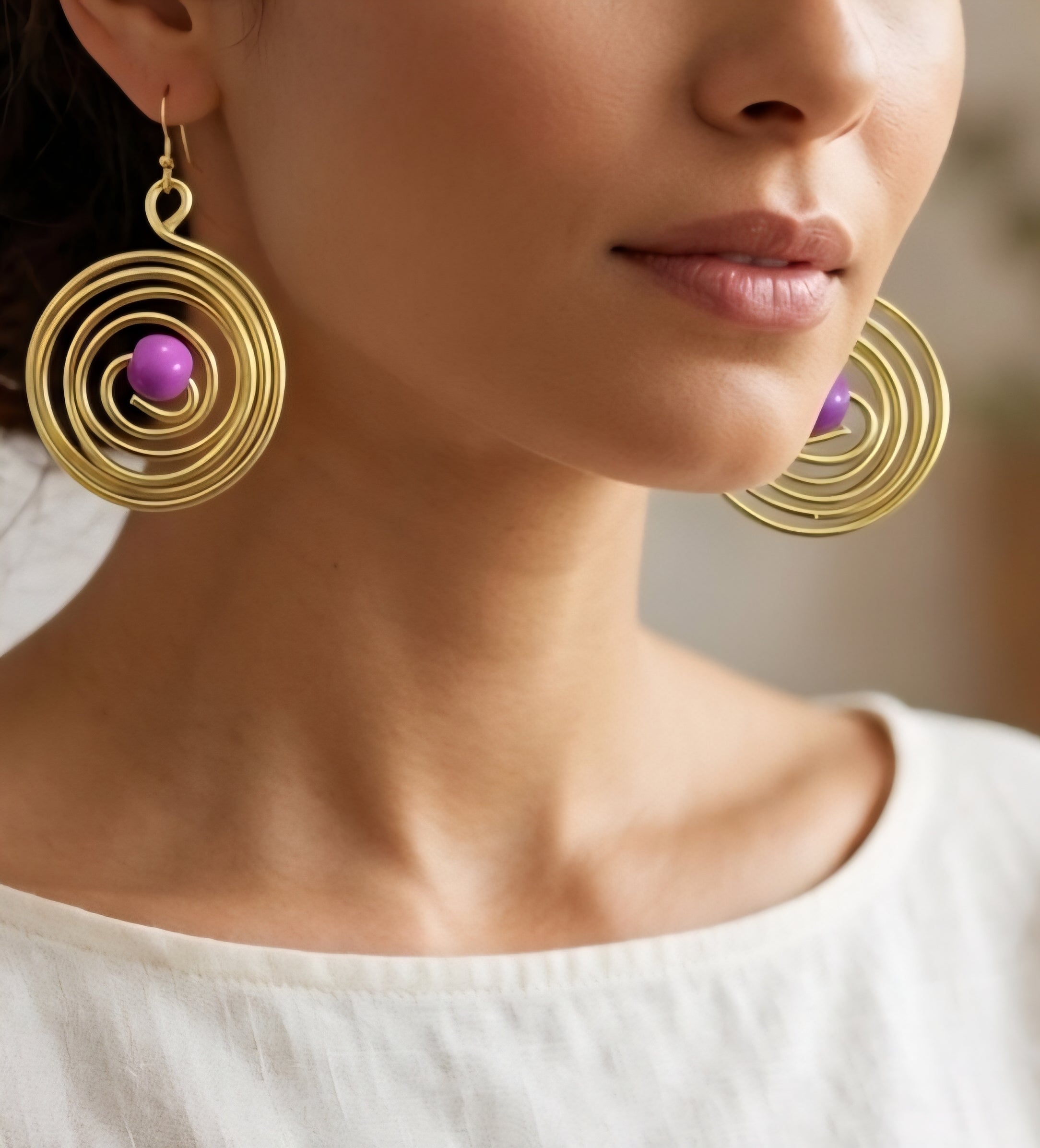 Gold Layered Spiral Aluminum Wire Earrings