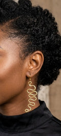 Gold Aluminum Wire Wiggle Earrings