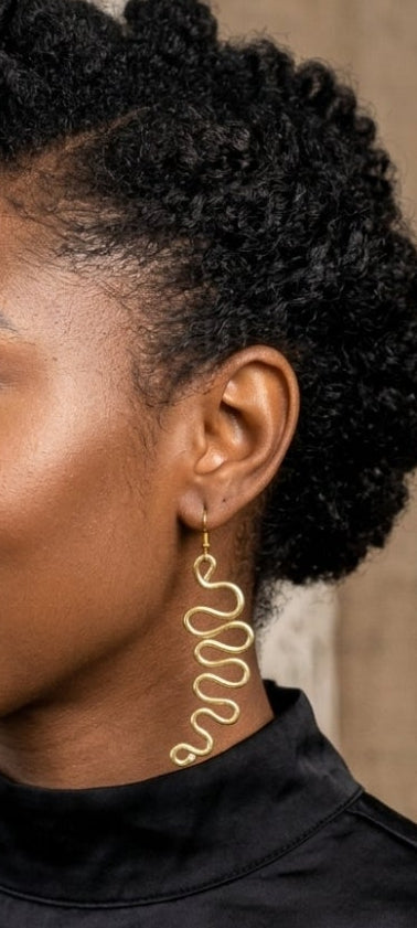 Gold Aluminum Wire Wiggle Earrings