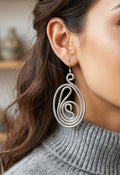 Silver Aluminum Wire Abstract Design Earrings