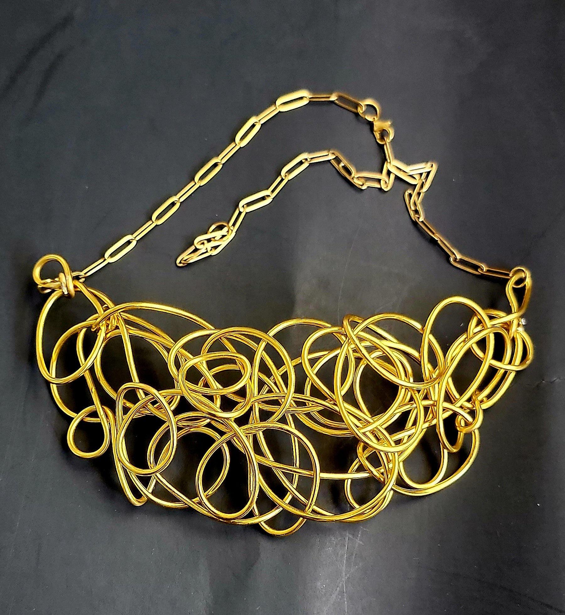 Gold Handmade Abstract Twisted Wire Choker Necklace