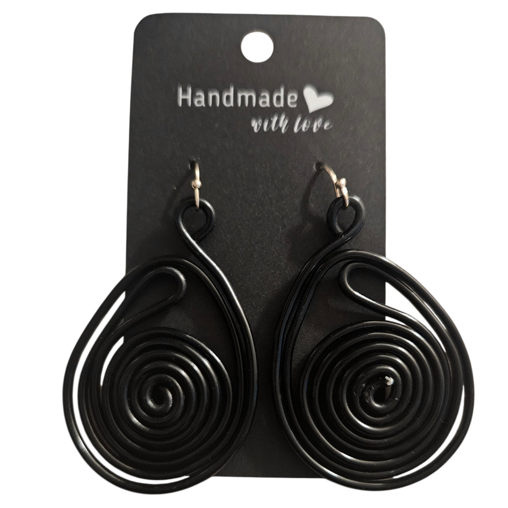 Black Aluminum Spiral Earrings